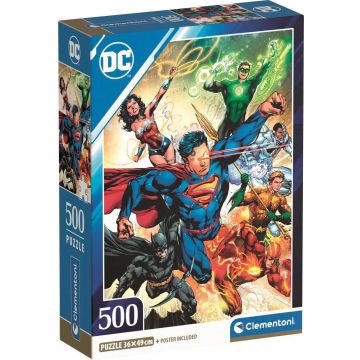 Puzzle Clementoni din 500 piese - Personajele lui DC Comics in actiune