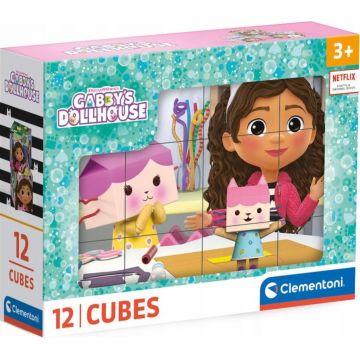 Puzzle cu cuburi Clementoni din 12 piese - Casa de păpuși a lui Gabby