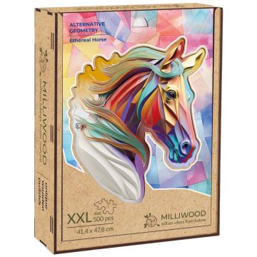 Puzzle din lemn pentru copii  Milliwood din 500 piese - Cal magic (dimensiune XXL)