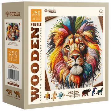 Puzzle din lemn Wooden City din 250 piese - Leu