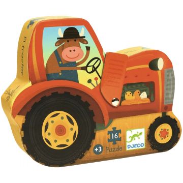 Puzzle educațional Djeco - Tractor, 16 piese