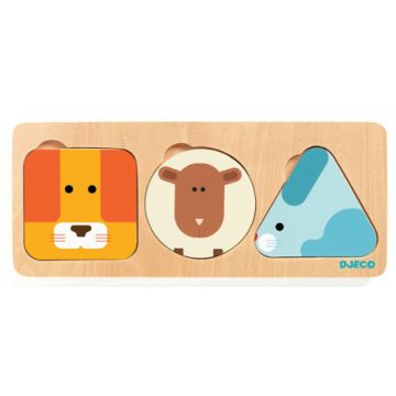 Puzzle multistrat din lemn Djeco - Animale in forme