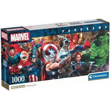 Puzzle panoramic Clementoni din 1000 piese - Eroii Marvel în acțiune
