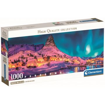 Puzzle panoramic Clementoni din 1000 piese - Panorama nocturnă a insulelor Lofoten