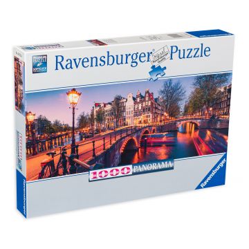 Puzzle panoramic Ravensburger din 1000 de piese - Seara la Amsterdam