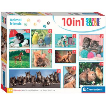 Puzzle pentru copii Clementoni 10 în 1 - Prieteni animale
