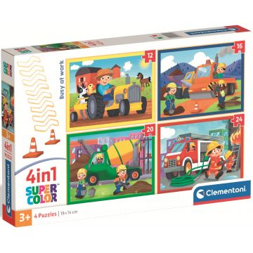 Puzzle pentru copii Clementoni 4 în 1 - La locul de muncă