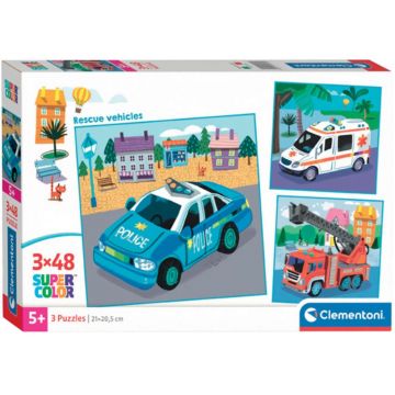 Puzzle pentru copii  Clementoni de la  3 x 48 piese - Vehicule de urgență