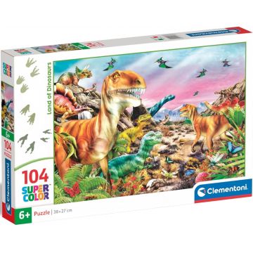 Puzzle pentru copii Clementoni din 104 piese - Țara dinozaurilor (varianta 2)