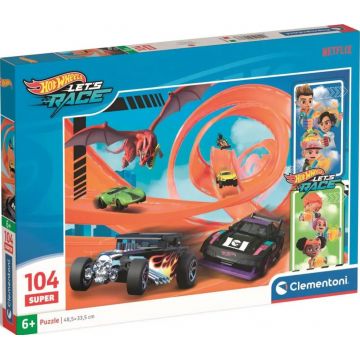 Puzzle pentru copii Clementoni din 104 piese - Hot Wheels (varianta 2)