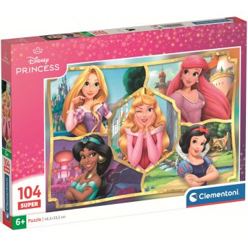 Puzzle pentru copii Clementoni din 104 piese - Prințese Disney, colaj
