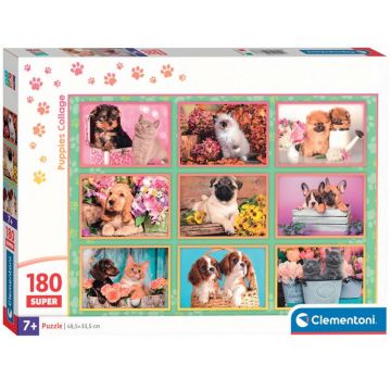 Puzzle pentru copii  Clementoni din 180 piese - Colaj cu catelusi