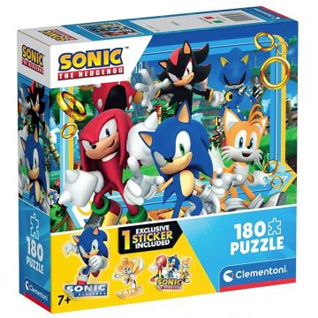 Puzzle pentru copii Clementoni din 180 piese - Sonic Ariciul, cu autocolant, tip 4