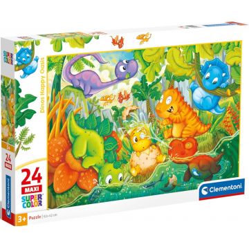 Puzzle pentru copii Clementoni din 24 piese - Oaza fericită a dinozaurilor