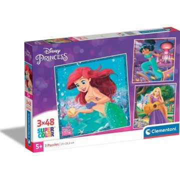 Puzzle pentru copii Clementoni din 3 x 48 piese - Prințese Disney