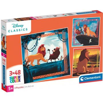 Puzzle pentru copii  Clementoni din 3 x 48 piese - Regele Leu