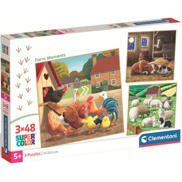 Puzzle pentru copii Clementoni din 3 x 48 piese - Viața la fermă