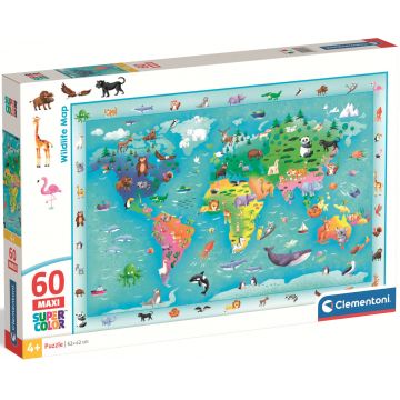 Puzzle pentru copii Clementoni din 60 maxi piese - Harta faunei sălbatice