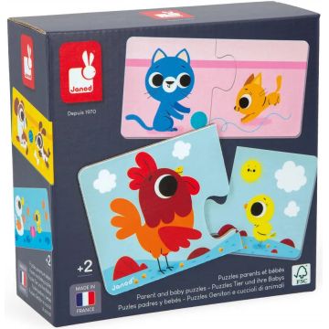 Puzzle pentru copii  Janod - Parent and Baby Animals, 24 piese