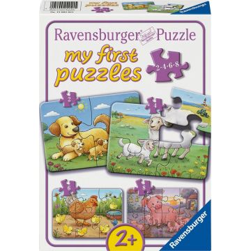 Puzzle pentru copii Ravensburger 4 în 1 - Animale mici