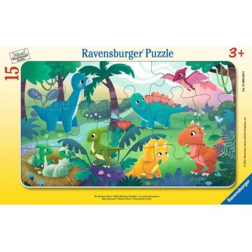 Puzzle pentru copii Ravensburger  din 15 piese - Mici dinozauri