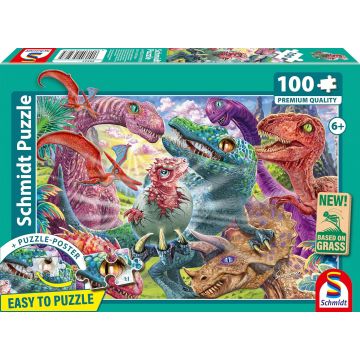 Puzzle pentru copii Schmidt din 100 piese - Mici dinozauri, mari aventuri