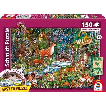 Puzzle pentru copii Schmidt din 150 piese - Animale în pădurile Europei