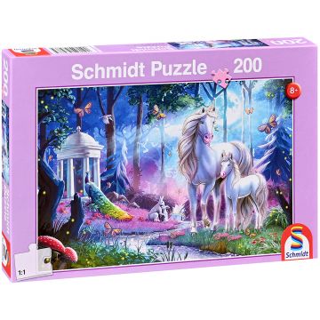 Puzzle pentru copii Schmidt din 200 de piese - Unicorn cu micul său mânz