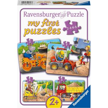 Puzzle Ravensburger 4 în 1 - Primul meu șantier de construcții Puzzle cu animale