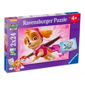 Puzzle Ravensburger din 2 x 24 de piese -  Skye si Everest, Paw Patrol