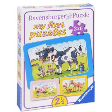 Puzzle Ravensburger din 3 x 6 piese - Prieteni animale