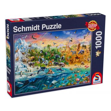 Puzzle Schmidt din 1000 de piese - Regatul animalelor