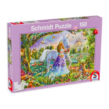 Puzzle Schmidt din 150 de piese - Princess Unicorn And Castle