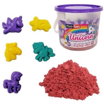 Set creativ PlayToys - nisip de joacă cu forme, 400 g, roz