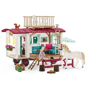 Set de joc Schleich Horse Club - Rulota cu cai si accesorii, 95 piese