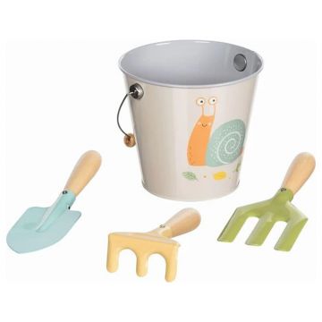 Set pentru copii Goki - Găleată cu unelte de grădină, melc, 4 piese