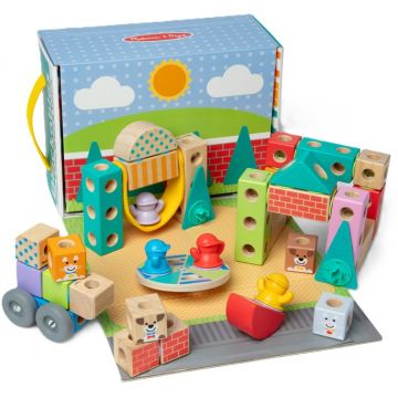 Constructor din lemn Melissa & Doug Blockables - Oraş, 73 piese
