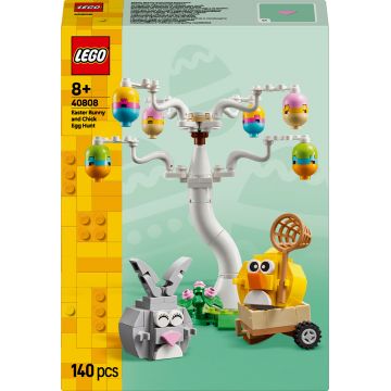 Constructor LEGO Iconic - La vânătoare de ouă cu Iepurașul de Paște și puiul (40808)