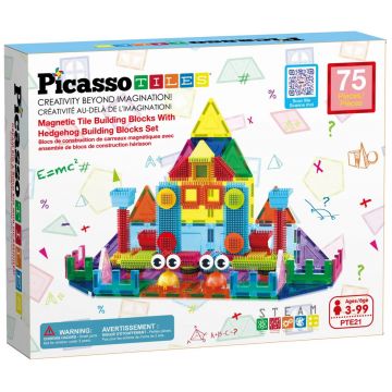 Constructor magnetic Picasso Tiles STEM - Cu elemente ochi și spini, 75 piese