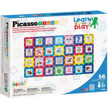 Constructor magnetic Picasso Tiles STEM - Learn and Play, 56 piese