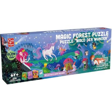 Hape Puzzle panoramic din lemn de 200 de piese - Pădurea magică