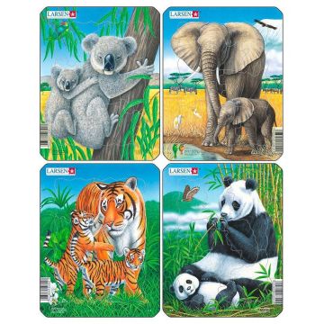 Mini-puzzle Larsen din 8 piese - Animale sălbatice, sortiment