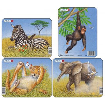 Mini-puzzle Larsen din 9 piese - Animale din Africa