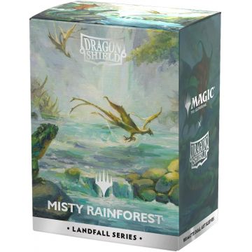 Protecții pentru carduri  Dragon Shield - Matte Dual Art Sleeves Standard Size, Landfall Series: Misty Rainforest (100 buc.)