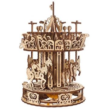 Puzzle 3D din lemn Ugears din 305 piese - Carusel de distracții