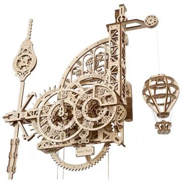 Puzzle 3D din lemn Ugears din 320 piese - Ceas de perete cu pendul