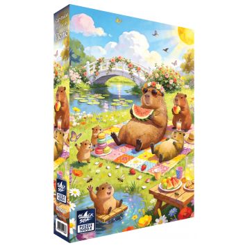 Puzzle Black Sea de 1000 piese - Picnic de familie cu capibara