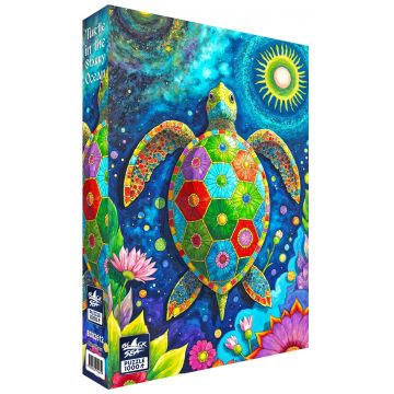 Puzzle Black Sea din 1000 piese - Broască țestoasă în oceanul stelar