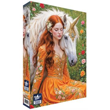 Puzzle Black Sea din 1000 piese - Prințesa și unicornul