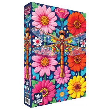 Puzzle Black Sea din 500 piese - Libelul în grădina colorată